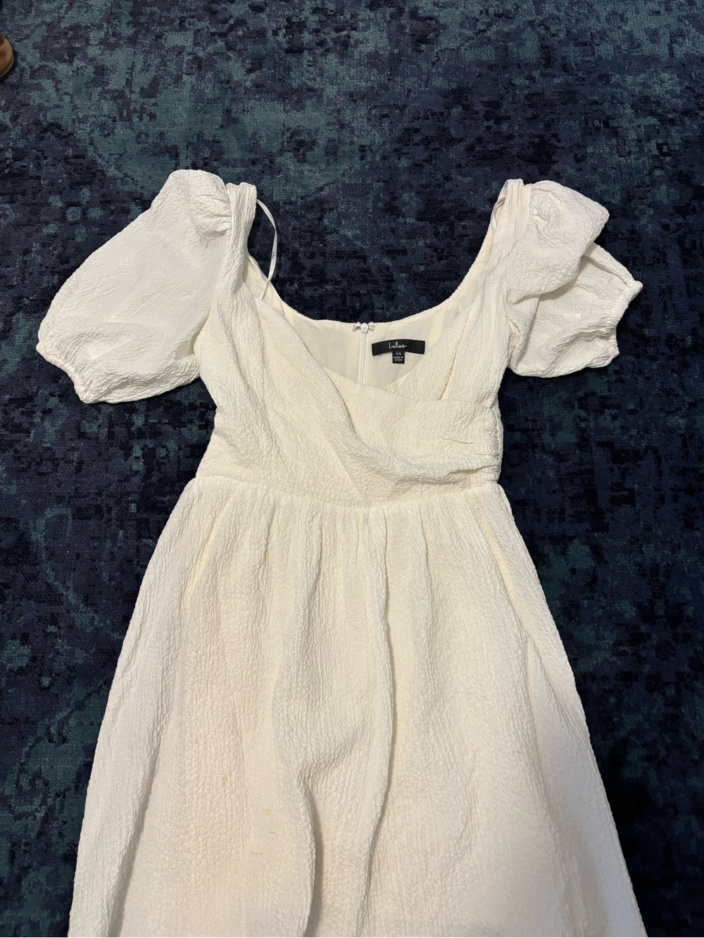 Lulu's Ivory Textured Puff-Sleeve Mini Dress